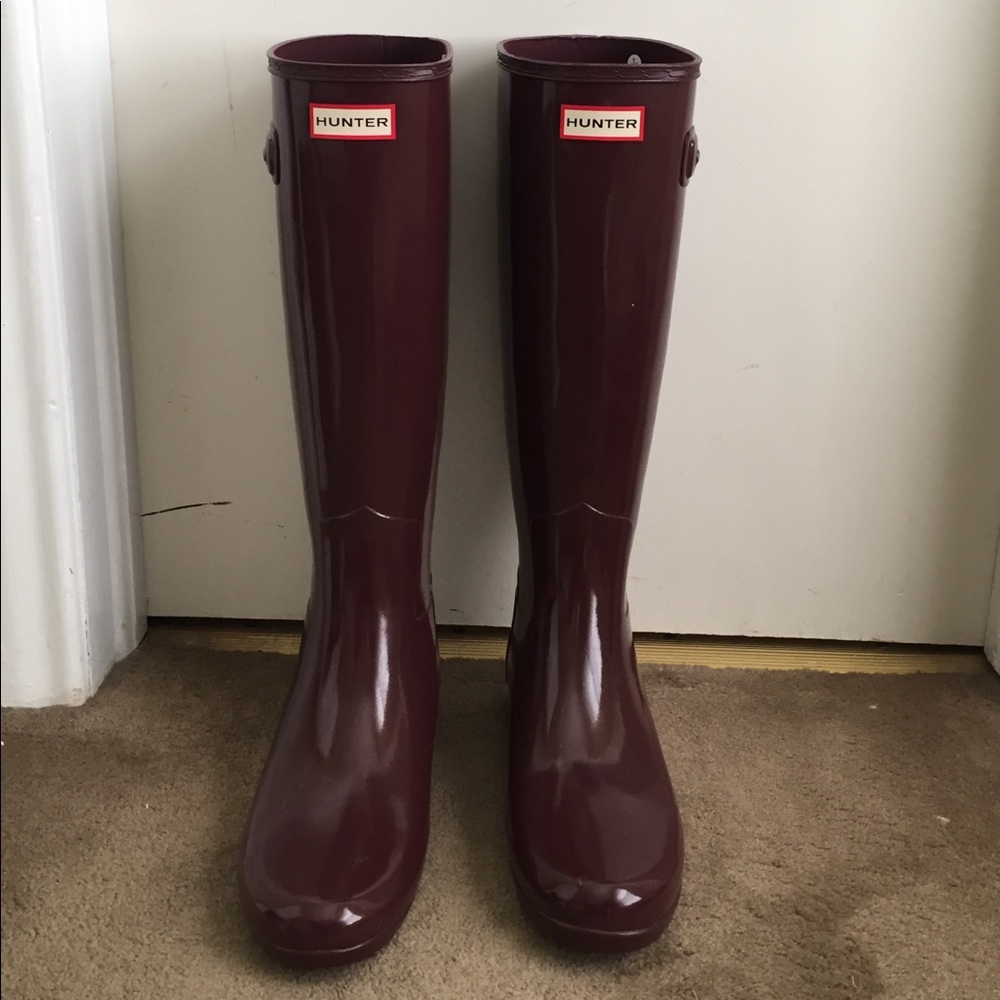 Hunter Tall Gloss Burgundy Rain Boots